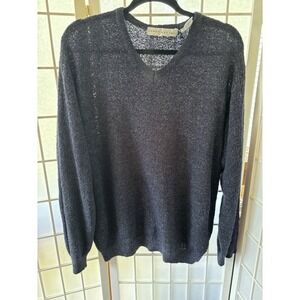 Henry Grethel  Blue Wool Blend Women's Sweater Size L  Langenlook Minimalist Vtg